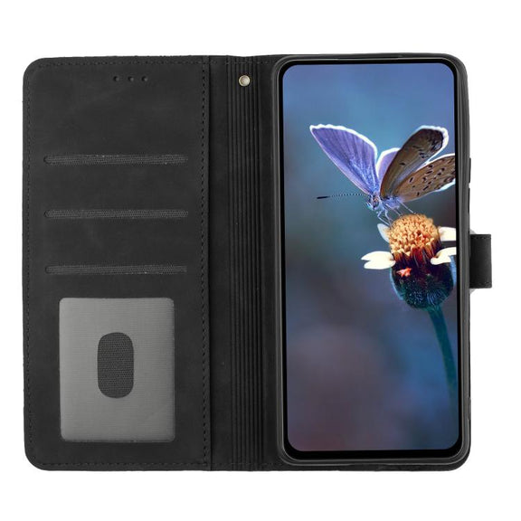 For iPhone 16e Flower Embossing Pattern Leather Phone Case(Black)