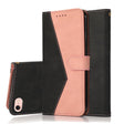 For iPhone 16e Dual-color Stitching Leather Phone Case(Black Rose Gold) - iPhone 16e Cases by PMC TechLife | Online Shopping South Africa | PMC TechLife | Buy Now Pay Later Mobicred