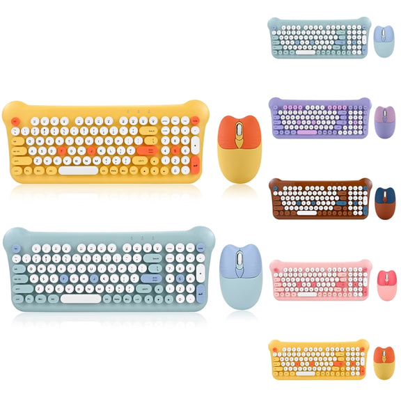 QW05 Mixed Color Portable 2.4G Wireless Keyboard Mouse Set(Blue)