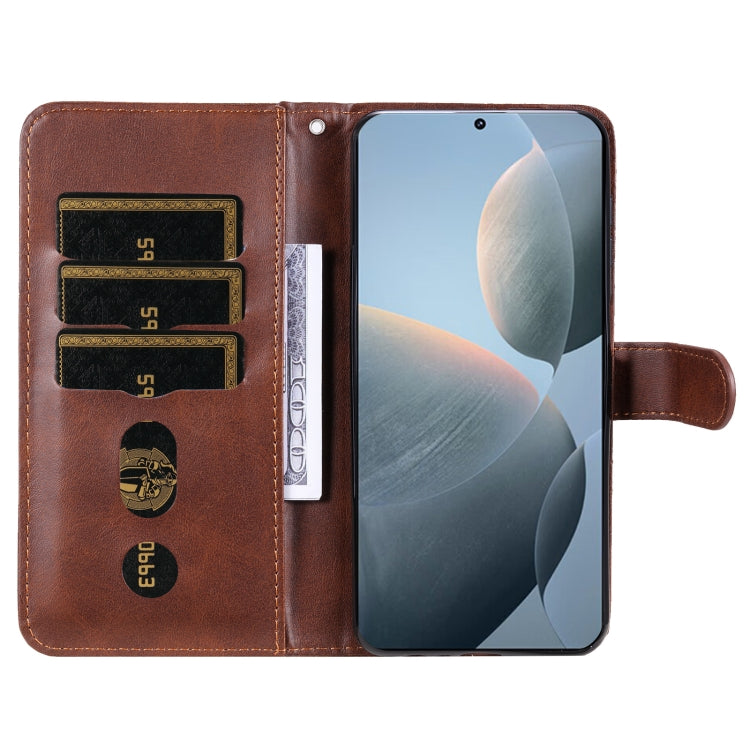 For Xiaomi Redmi K70 / K70 Pro Fashion Calf Texture Zipper Leather Phone Case(Brown)