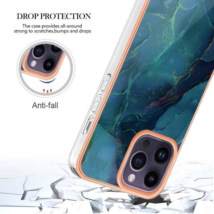 For iPhone 16 Pro Max Electroplating Marble Dual-side IMD Phone Case(Green 017) - iPhone 16 Pro Max Cases by PMC TechLife | Online Shopping South Africa | PMC TechLife | Buy Now Pay Later Mobicred