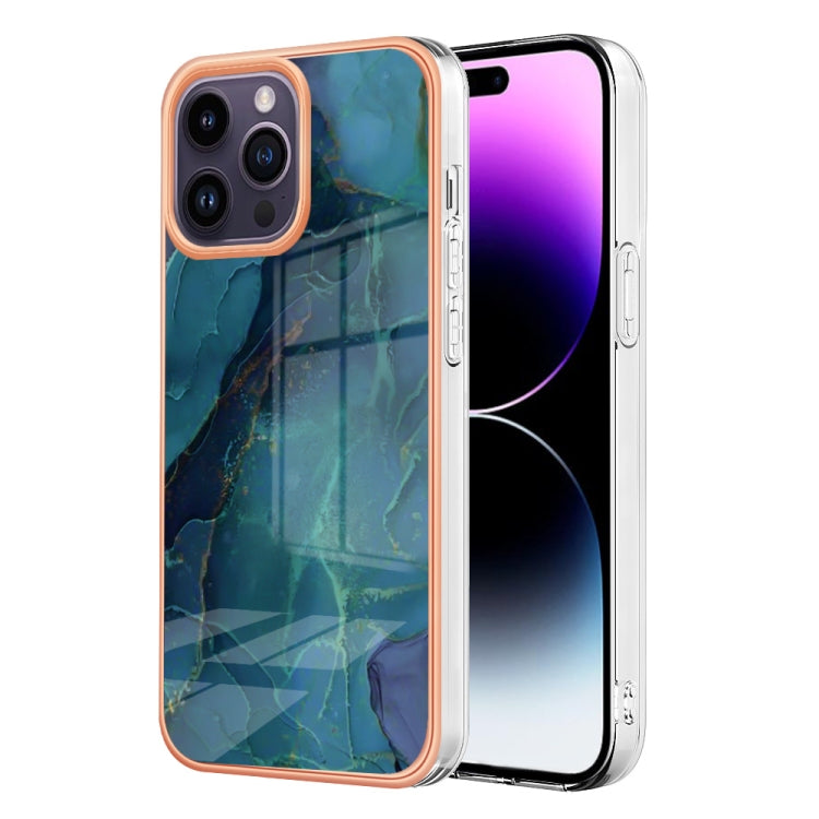 For iPhone 16 Pro Electroplating Marble Dual-side IMD Phone Case(Green 017) - iPhone 16 Pro Cases by PMC TechLife | Online Shopping South Africa | PMC TechLife | Buy Now Pay Later Mobicred