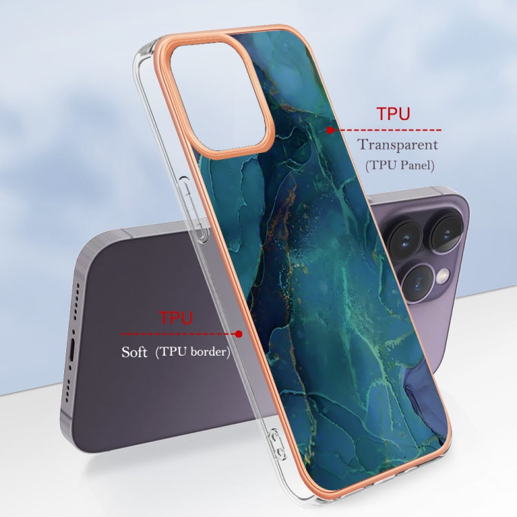 For iPhone 16 Pro Electroplating Marble Dual-side IMD Phone Case(Green 017) - iPhone 16 Pro Cases by PMC TechLife | Online Shopping South Africa | PMC TechLife | Buy Now Pay Later Mobicred
