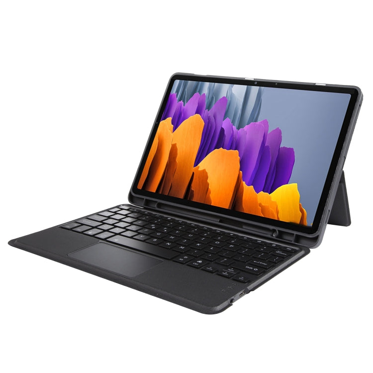 T870B-AS Pivot Backlight Lower Pen Slot Bluetooth Keyboard Leather Case For Samsung Galaxy Tab S7 T870/T875/S8 700/X706(Black) - Samsung Keyboard by PMC TechLife | Online Shopping South Africa | PMC TechLife | Buy Now Pay Later Mobicred