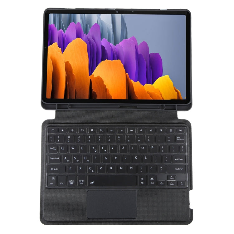 T870B-AS Pivot Backlight Lower Pen Slot Bluetooth Keyboard Leather Case For Samsung Galaxy Tab S7 T870/T875/S8 700/X706(Black) - Samsung Keyboard by PMC TechLife | Online Shopping South Africa | PMC TechLife | Buy Now Pay Later Mobicred