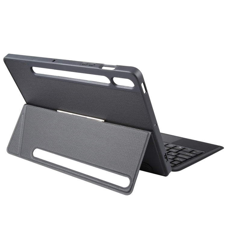 T870B-AS Pivot Backlight Lower Pen Slot Bluetooth Keyboard Leather Case For Samsung Galaxy Tab S7 T870/T875/S8 700/X706(Black) - Samsung Keyboard by PMC TechLife | Online Shopping South Africa | PMC TechLife | Buy Now Pay Later Mobicred