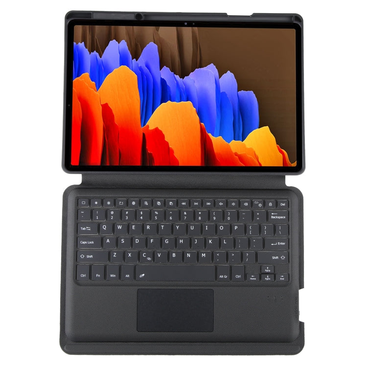 T970B-AS Pivot Backlight Upper Pen Tray Bluetooth Keyboard Leather Case For Samsung Galaxy Tab S7+/S7 FE/S8+(Black) - Samsung Keyboard by PMC TechLife | Online Shopping South Africa | PMC TechLife