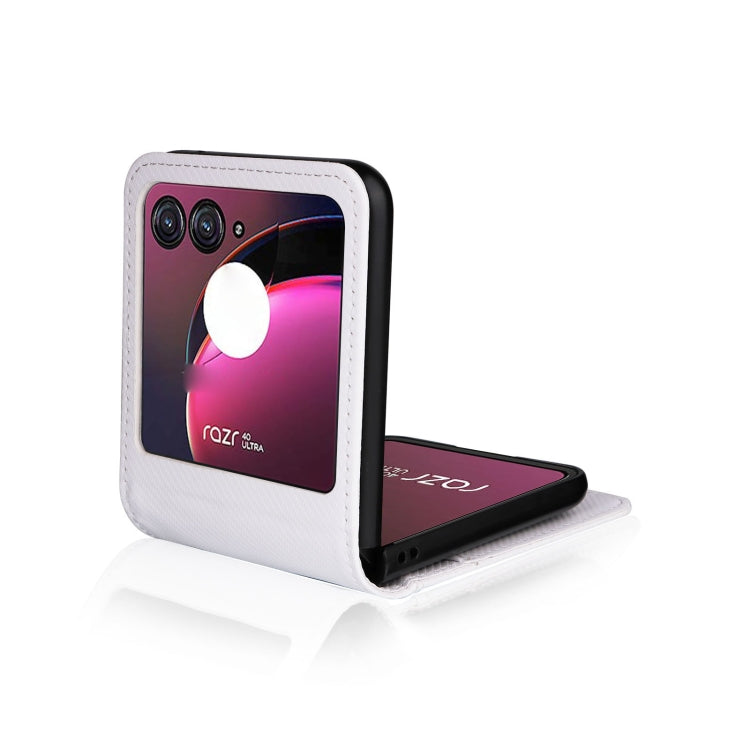 For Motorola Moto Razr 40 Ultra Card Slot PU Leather PC Phone Case(White) - Motorola Cases by PMC TechLife | Online Shopping South Africa | PMC TechLife | Buy Now Pay Later Mobicred