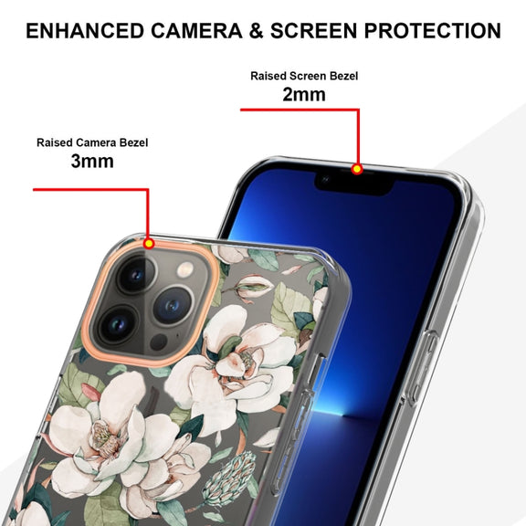 For iPhone 16 Pro Max Flowers and Plants Series IMD TPU Phone Case(Green Gardenia)