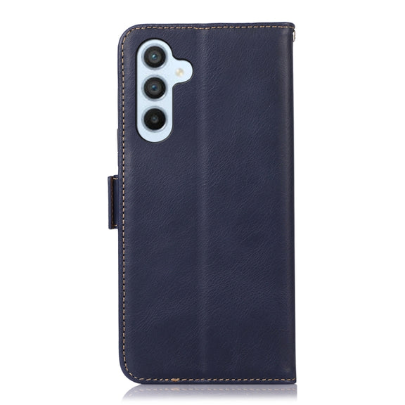 For Samsung Galaxy S24+ Crazy Horse Top Layer Cowhide Leather Phone Case(Blue)