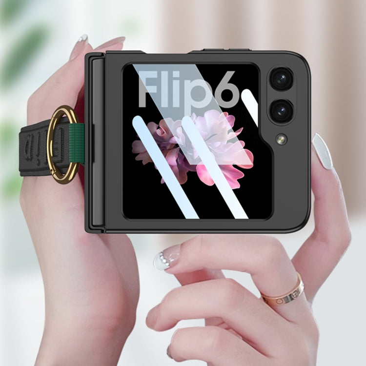 For Samsung Galaxy Z Flip6 GKK Integrated Ultrathin Shockproof Phone Case with Ring Wrist Strap(Black)