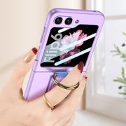 For Samsung Galaxy Z Flip6 GKK Integrated Ultrathin Shockproof Phone Case with Ring Wrist Strap(Black)