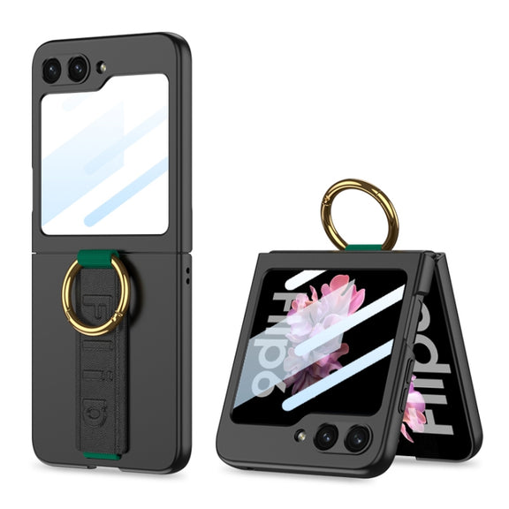 For Samsung Galaxy Z Flip6 GKK Integrated Ultrathin Shockproof Phone Case with Ring Wrist Strap(Black)