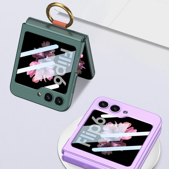 For Samsung Galaxy Z Flip6 GKK Integrated Ultrathin Shockproof Phone Case with Ring Wrist Strap(Pink)