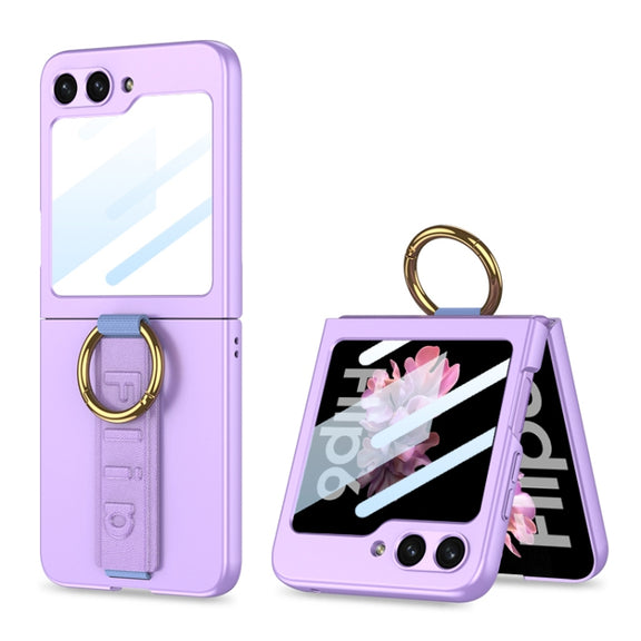 For Samsung Galaxy Z Flip6 GKK Integrated Ultrathin Shockproof Phone Case with Ring Wrist Strap(Purple)