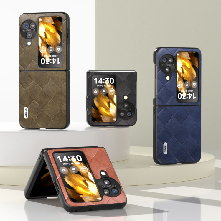 For OPPO Find N3 Flip ABEEL Weave Plaid PU Phone Case(Black) - Find N3 Flip Cases by PMC TechLife | Online Shopping South Africa | PMC TechLife