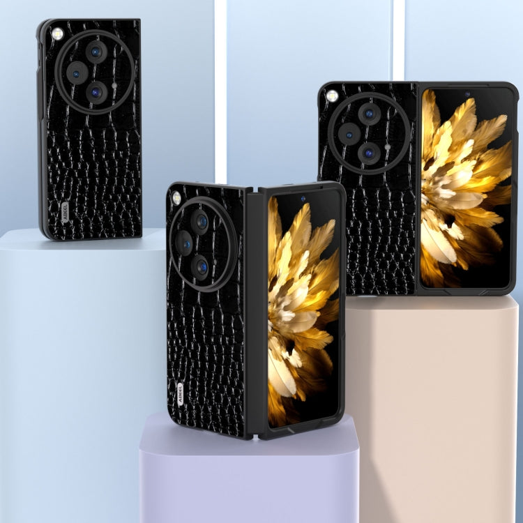 For OPPO Find N3 ABEEL Genuine Leather Crocodile Pattern Black Edge Phone Case(Black) - Find N3 Cases by PMC TechLife | Online Shopping South Africa | PMC TechLife | Buy Now Pay Later Mobicred