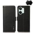 For OnePlus Nord 3 KHAZNEH Side-Magnetic Litchi Genuine Leather RFID Phone Case(Black) - OnePlus Cases by PMC TechLife | Online Shopping South Africa | PMC TechLife | Buy Now Pay Later Mobicred
