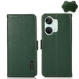 For OnePlus Nord 3 KHAZNEH Side-Magnetic Litchi Genuine Leather RFID Phone Case(Green) - OnePlus Cases by PMC TechLife | Online Shopping South Africa | PMC TechLife | Buy Now Pay Later Mobicred