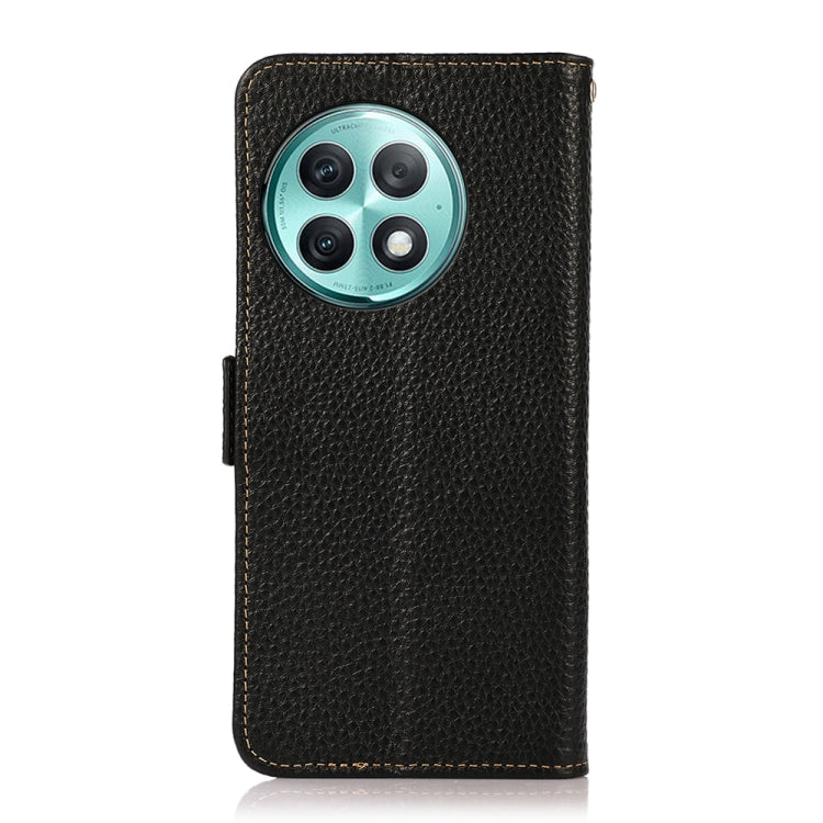For OnePlus Ace 2 Pro KHAZNEH Side-Magnetic Litchi Genuine Leather RFID Phone Case(Black) - OnePlus Cases by PMC TechLife | Online Shopping South Africa | PMC TechLife | Buy Now Pay Later Mobicred