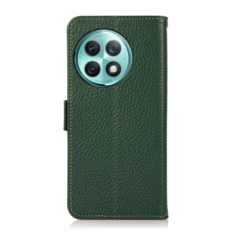 For OnePlus Ace 2 Pro KHAZNEH Side-Magnetic Litchi Genuine Leather RFID Phone Case(Green) - OnePlus Cases by PMC TechLife | Online Shopping South Africa | PMC TechLife | Buy Now Pay Later Mobicred