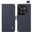 For OnePlus 12 KHAZNEH Side-Magnetic Litchi Genuine Leather RFID Phone Case(Blue) - OnePlus Cases by PMC TechLife | Online Shopping South Africa | PMC TechLife | Buy Now Pay Later Mobicred