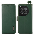 For OnePlus 12 KHAZNEH Side-Magnetic Litchi Genuine Leather RFID Phone Case(Green) - OnePlus Cases by PMC TechLife | Online Shopping South Africa | PMC TechLife | Buy Now Pay Later Mobicred