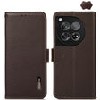 For OnePlus 12 KHAZNEH Side-Magnetic Litchi Genuine Leather RFID Phone Case(Brown) - OnePlus Cases by PMC TechLife | Online Shopping South Africa | PMC TechLife | Buy Now Pay Later Mobicred