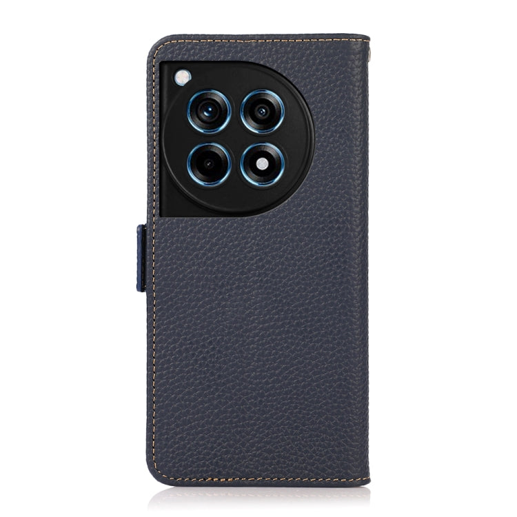 For OnePlus 12R KHAZNEH Side-Magnetic Litchi Genuine Leather RFID Phone Case(Blue) - OnePlus Cases by PMC TechLife | Online Shopping South Africa | PMC TechLife | Buy Now Pay Later Mobicred
