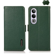 For OnePlus Ace 3V KHAZNEH Side-Magnetic Litchi Genuine Leather RFID Phone Case(Green)