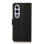 For OnePlus CE4 5G Global KHAZNEH Side-Magnetic Litchi Genuine Leather RFID Phone Case(Black)