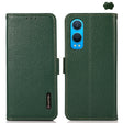 For OnePlus CE4 Lite KHAZNEH Side-Magnetic Litchi Genuine Leather RFID Phone Case(Green) - OnePlus Cases by PMC TechLife | Online Shopping South Africa | PMC TechLife | Buy Now Pay Later Mobicred