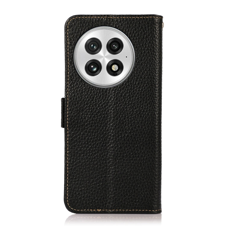 For OnePlus 13 KHAZNEH Side-Magnetic Litchi Genuine Leather RFID Phone Case(Black) - OnePlus Cases by PMC TechLife | Online Shopping South Africa | PMC TechLife | Buy Now Pay Later Mobicred