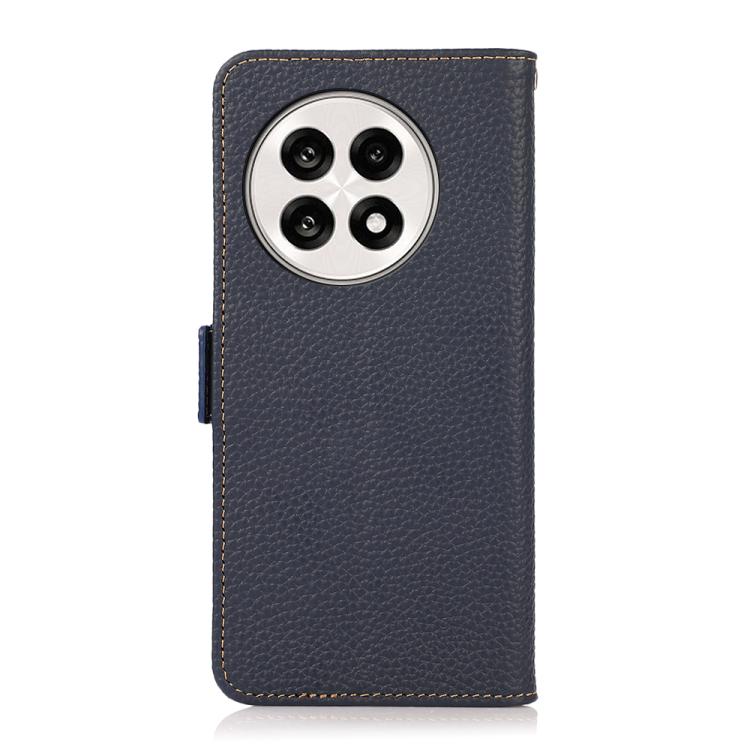For OnePlus Ace 5 Pro / Ace 5 / 13R KHAZNEH Side-Magnetic Litchi Genuine Leather RFID Phone Case(Blue) - free shipping - PMC TechLife - Order now!