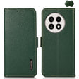 For OnePlus Ace 5 Pro / Ace 5 / 13R KHAZNEH Side-Magnetic Litchi Genuine Leather RFID Phone Case(Green) - OnePlus Cases by PMC TechLife | Online Shopping South Africa | PMC TechLife | Buy Now Pay Later Mobicred