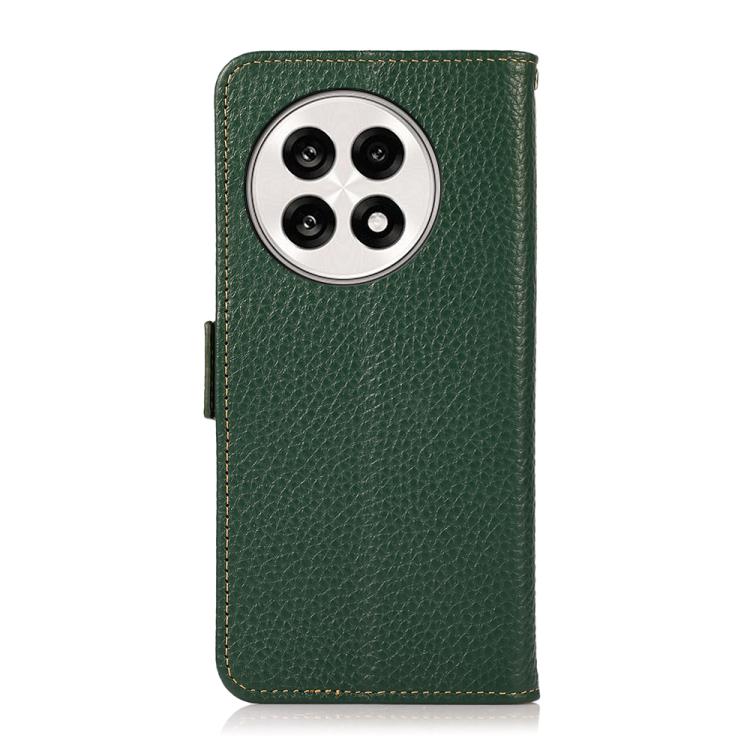 For OnePlus Ace 5 Pro / Ace 5 / 13R KHAZNEH Side-Magnetic Litchi Genuine Leather RFID Phone Case(Green)