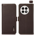 For OnePlus Ace 5 Pro / Ace 5 / 13R KHAZNEH Side-Magnetic Litchi Genuine Leather RFID Phone Case(Brown) - Ace 5 Cases by PMC TechLife | Online Shopping South Africa | PMC TechLife | Buy Now Pay Later Mobicred