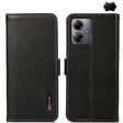 For Motorola Moto G14 4G KHAZNEH Side-Magnetic Litchi Genuine Leather RFID Phone Case(Black) - Motorola Cases by PMC TechLife | Online Shopping South Africa | PMC TechLife | Buy Now Pay Later Mobicred