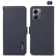 For Motorola Moto G14 4G KHAZNEH Side-Magnetic Litchi Genuine Leather RFID Phone Case(Blue) - Motorola Cases by PMC TechLife | Online Shopping South Africa | PMC TechLife | Buy Now Pay Later Mobicred