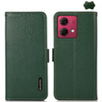 For Motorola Moto G84 5G KHAZNEH Side-Magnetic Litchi Genuine Leather RFID Phone Case(Green) - Motorola Cases by PMC TechLife | Online Shopping South Africa | PMC TechLife | Buy Now Pay Later Mobicred