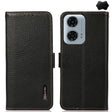 For Motorola Moto G24 KHAZNEH Side-Magnetic Litchi Genuine Leather RFID Phone Case(Black) - Motorola Cases by PMC TechLife | Online Shopping South Africa | PMC TechLife | Buy Now Pay Later Mobicred