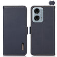 For Motorola Moto G34 KHAZNEH Side-Magnetic Litchi Genuine Leather RFID Phone Case(Blue) - Motorola Cases by PMC TechLife | Online Shopping South Africa | PMC TechLife | Buy Now Pay Later Mobicred