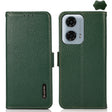 For Motorola Moto G34 KHAZNEH Side-Magnetic Litchi Genuine Leather RFID Phone Case(Green) - free shipping - PMC TechLife - Order now!