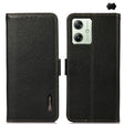 For Motorola Moto G64 5G KHAZNEH Side-Magnetic Litchi Genuine Leather RFID Phone Case(Black) - Motorola Cases by PMC TechLife | Online Shopping South Africa | PMC TechLife | Buy Now Pay Later Mobicred