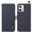 For Motorola Moto G64 5G KHAZNEH Side-Magnetic Litchi Genuine Leather RFID Phone Case(Blue) - Motorola Cases by PMC TechLife | Online Shopping South Africa | PMC TechLife | Buy Now Pay Later Mobicred