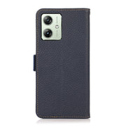 For Motorola Moto G64 5G KHAZNEH Side-Magnetic Litchi Genuine Leather RFID Phone Case(Blue)