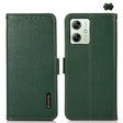 For Motorola Moto G64 5G KHAZNEH Side-Magnetic Litchi Genuine Leather RFID Phone Case(Green) - Motorola Cases by PMC TechLife | Online Shopping South Africa | PMC TechLife | Buy Now Pay Later Mobicred