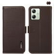 For Motorola Moto G64 5G KHAZNEH Side-Magnetic Litchi Genuine Leather RFID Phone Case(Brown) - Motorola Cases by PMC TechLife | Online Shopping South Africa | PMC TechLife | Buy Now Pay Later Mobicred