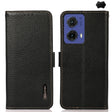 For Motorola Moto G85 KHAZNEH Side-Magnetic Litchi Genuine Leather RFID Phone Case(Black) - Motorola Cases by PMC TechLife | Online Shopping South Africa | PMC TechLife | Buy Now Pay Later Mobicred