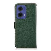 For Motorola Moto G85 KHAZNEH Side-Magnetic Litchi Genuine Leather RFID Phone Case(Green)